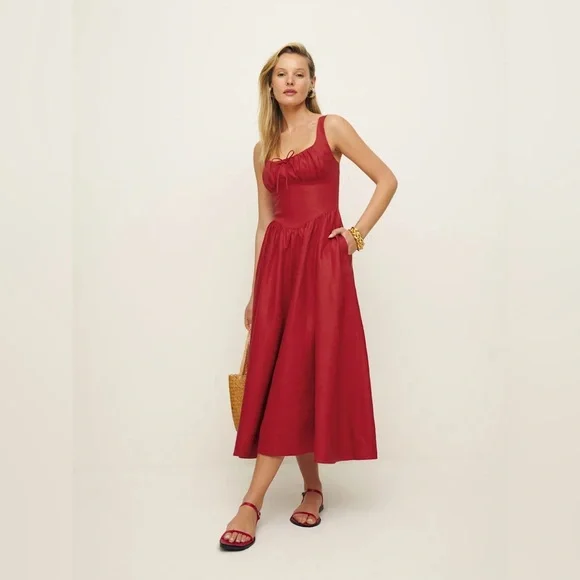 Reformation Red Midi Dress - Picture 5 of 15